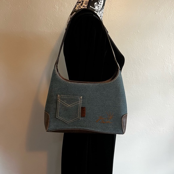 Jean Fever Leather & Denim Shoulder Bag - Picture 6 of 12